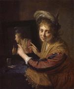 REMBRANDT Harmenszoon van Rijn Girl at a Mirror oil painting reproduction